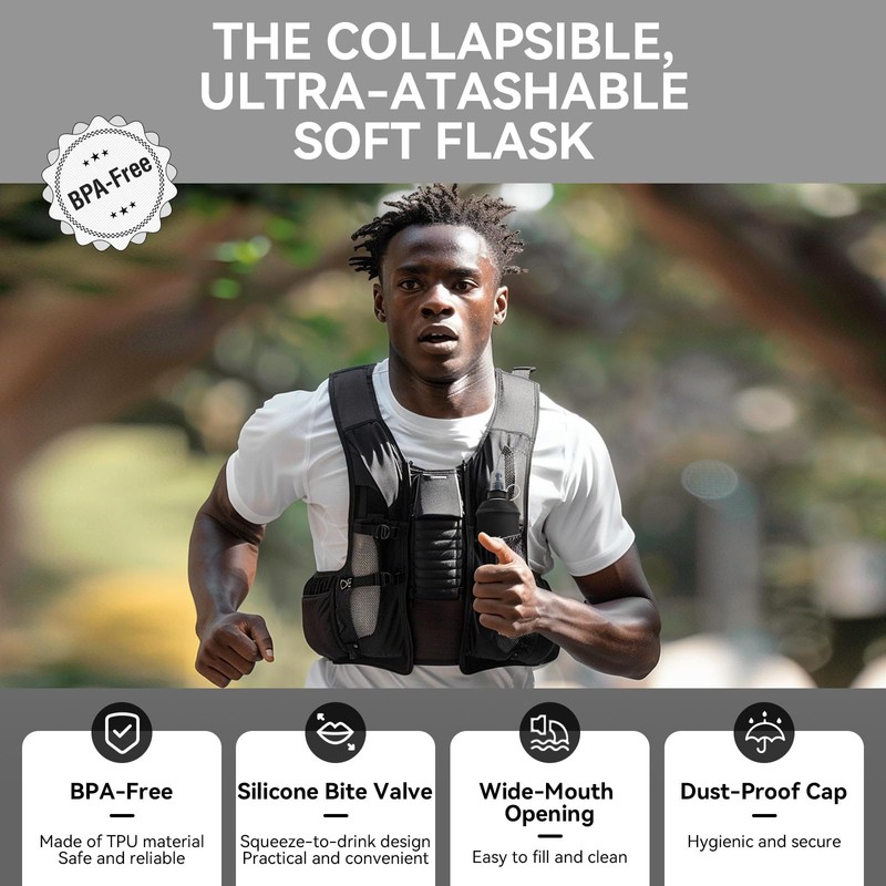 CXWLJL 250ml Soft Flask Soft Water Bottle for Running, Hiking,
