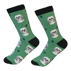 Tan Shih Tzu Socks - Fun Unisex Socks - Crazy Pet Lover - Novelty Socks Funny Gifts for Dog Lovers - Cute Dog Pattern - Casual Crew Socks - One Size Fits most