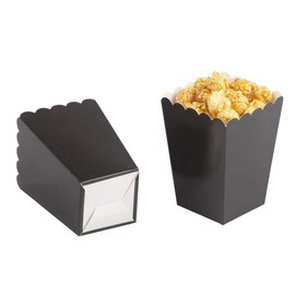 Teogneot Popcorn Boxes Popcorn Bag Cardboard Candy Container for Birthdays, Film Night, Carnival, Cinema, Party, Black