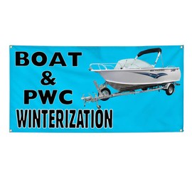 Vinyl Banner Multiple Sizes Boat & Pw Winterization A Business Outdoor Weatherproof Industrial Yard Signs Blue 10 Grommets 60x144Inches