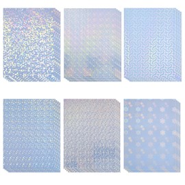 QiXin 24 Sheets Holographic Sticker Paper 8.5 x11 inch for Inkjet Printer & Laser Printer US letter size Holographic Printable Vinyl Rainbow Sticker Printer Paper Adhesive Waterproof Vinyl