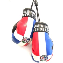 Silverlines Set of Dominican Republic Window Hanging Car Flag, Dominican Republic Boxing Glove