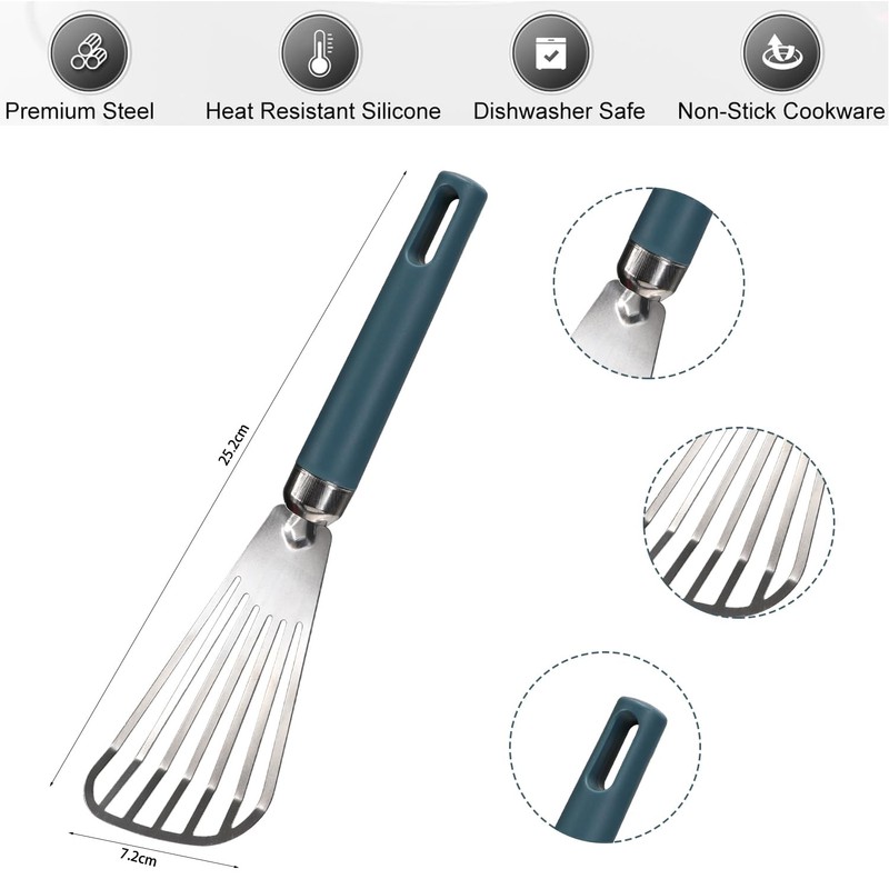 Fish Spatula Slotted Fish Turner Spatula Metal Flipper Spatulas for