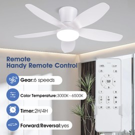 Surtime Ceiling Fans with Lights-36 Low Profile Ceiling Fan with Light and Remote/APP Control,Flush Mount,DC Reversible,LED Dimmable Modern Ceiling Fans for Bedroom,Indoor/Outdoor Patio Use(White)