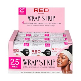 Red by Kiss Hair Wrapping Strip, Ultra Strong 2X Longer Stretch, 40 Strips, Suitable for Wet/Dry Hair, White, Styling Paper for Sleek Hairstyles (2.5", White, 9 PACK)