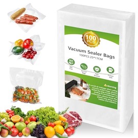 Bolsas para Sellar al Vacío,100 Bolsa gofrada,25 x 17 cm bolsas para sellar al vacio alimentos, Bolsas de plástico para envasar al vacío Professional