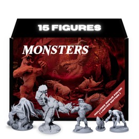 Riggos Dungeons and Dragons Monster Pack, 15 + 1 Miniature Figures, Fantasy RPG Game Pieces