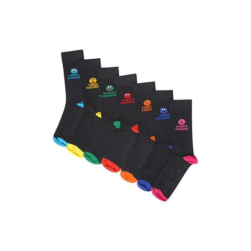 Mens 7 Pack Novelty Days of the Week Socks Mood
