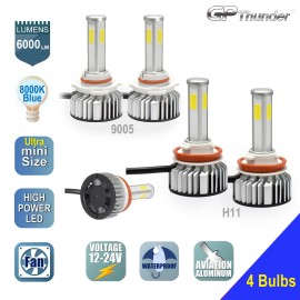 GP Thunder LED Headlight Bulb for 2007-2017 Toyota Camry High Beam 9005+Low Beam H11 8000K