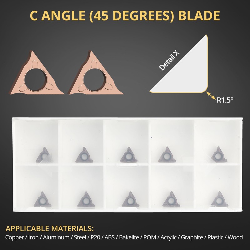 AMTOVL 10PCS Triangle Cutter Heads R Angle for Pneumatic Chamfering