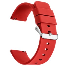 SBR-Trade Silicone Watch Bands ， Quick Release Premium Soft Rubber Replacement Straps for Men and Women (22mm, Red)