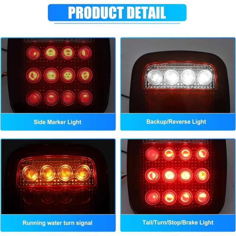 Unbranded 4x 7" Inch LED Headlights + Tail Lights Combo