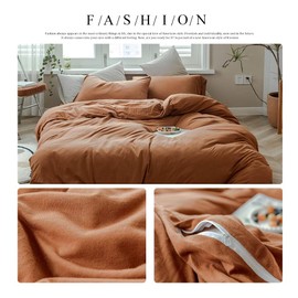 AMWAN Pumpkin Caramel Duvet Cover Twin XL Jersey Knit Cotton Duvet Cover Rust Color Comforter Cover Terracotta Bedding Sets Simple Style Caramel Rust Duvet Cover 1 Twin XL Duvet Cover 2 Pillowcases