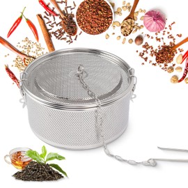 Tissting Tea Strainer Spice Strainer 19 cm 2.7 L Stainless Steel Spice Filter with Extended Chain Hook, Extra Fine Mesh Spice Ball Tea Infuser for Loose Tea Kitchen Cooking