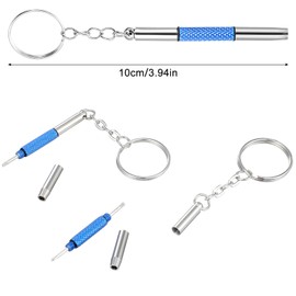 Guduling 5pcs Eye Glass Screw Driver, Mini Eyeglasses Screwdriver, 3 in 1 Design, Mini Screwdriver with Key Ring, Textured Handle, for Glasses, Toy Screw Repair and Fixing, Blue