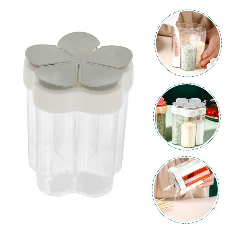 BIUDECO 2-piece Compartment Spice Jar Set Salt Dispenser Kitchen Seasoning