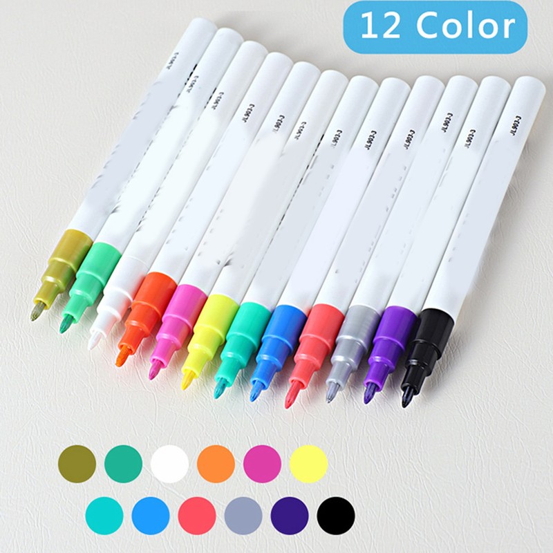 12 Color Nail Painting Pen 3D Nail Polish Paint Graffiti