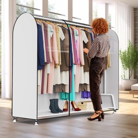 Kntiwiwo 6Ft Clear Garment Rack Cover, 72 Inch Clothes Rack Cover Clothing Rack Cover with 2 Durable Zippers for Garment Rack, Clothes Rack, 72"L x 20"W x 60"H (Rack Not Included)