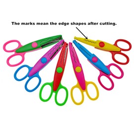 Kinteshun Lacework Wavy Paper Edger Scissors Pinking Shears Set for Handcraft Works(6pcs,Different Colors and Cutting Effects)