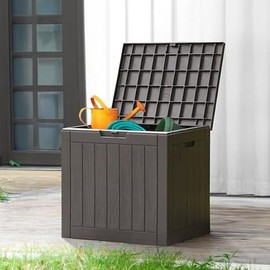 Sweetcrispy Deck Box with 31 Gallon Capacity, Weatherproof Resin Lockable Outdoor Storage for Secure Package Deliveries and Indoor Storage in Garden or Patio, Backyard