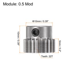 HARFINGTON Pinion Gear 5mm Bore 22T Mod 0.5 Stainless Steel Spur Diff Differential Motor Gear RC Car Replacement Parts