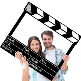 Movie Night Large Photo Booth Props 32 x 24 Inch Movie Theater Picture Selfie Frame Cinema Photo Frame Popcorn Selfie Props Accessories for Family Holiday Birthday Baby Shower Party Supplies