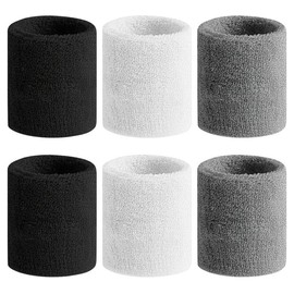 Sweatbands Sports Wristband for Men & Women - Moisture Wicking Athletic Cotton Terry Cloth Sweatband for Tennis, Basketball, Running, Gym, Working Out - Color: Gary