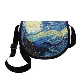 Daulesho Van Gogh Starry Night Women Satchel Cross Body Shoulder Messenger Bag Impressionism Retro Oil Painting Canvas Messenger Bag with Zipper Pocket