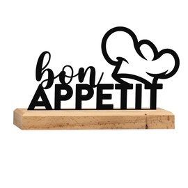 Rerum & Consilium Bon Appetit Lettering Made of Wood and Metal, 21 x 12 cm, High-Quality Kitchen Decoration, Kitchen Decoration, Bon Appetit Lettering