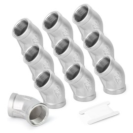 TAISHER 5PCS 304 Stainless Steel 45 Degree elbow,1/2 Inch NPT Female Pipe to 1/2 Inch NPT Female 304 Stainless Pipe Fitting