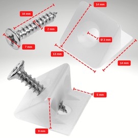Furniture Wedges for Drawer and Cupboard, 60 Pack, 14 x 9 mm Corner Wedges, M2 x 16 mm Wood Screws, Repair Set for Sagging Drawer Bottoms, Cupboard Back Panels