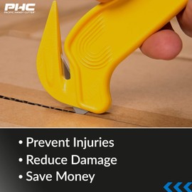 Pacific Handy Cutter Metal Detectable Disposable Film Cutter | Safety Box Cutter & Tape Splitter | Sharp & Durable Steel Blade | Perfect for Cryovac, Plastic Bags, & Shrink Wrap | Blue