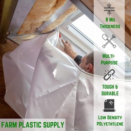Farm Plastic Supply - Clear Plastic Sheeting - 8 mil - Thick Plastic Sheeting, Heavy Duty Polyethylene Film, Drop Cloth Vapor Barrier Covering for Crawl Space (2.5' x 100')