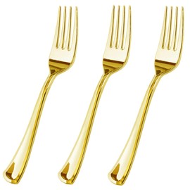 280 Piece Gold Plastic Forks Set - Reusable & Recyclable - Elegant Gold Plastic Forks for Weddings, Anniversaries, Showers, Parties - Sturdy & Durable Utensils for Special Events by JL Prime