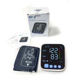Med-Pat BP-S Arm Blood Pressure Monitor - 4.7" HD LCD Screen - 2 Users x 300 Memories Plus Guest Mode - Irregular Heartbeat Detection - Hold Still Indicator - FSA/HSA Approved - Portable Square Design