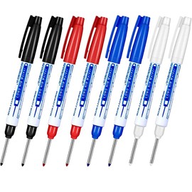 8 Pieces Deep Hole Marker Pens Waterproof Long Head Marker Pens 30mm Fine Point Reach Marking Tool for Woodworking Construction Manufacturing (4 Colors)