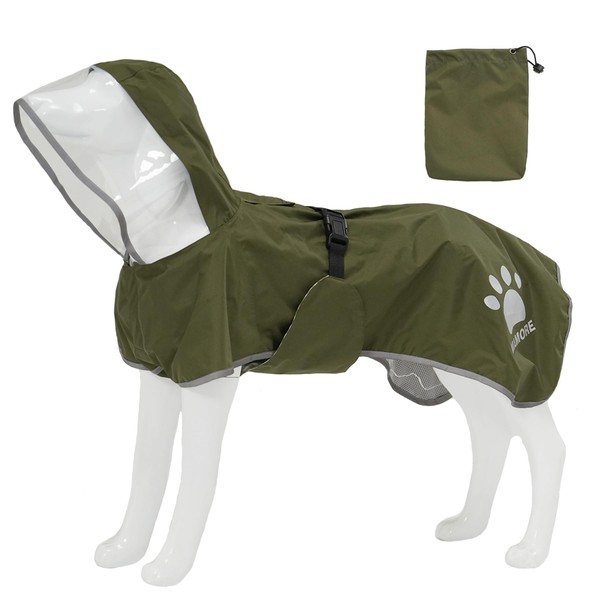 MAMORE Dog Raincoat Hooded Rain Jacket for Small Medium Large