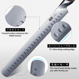 HOSHANHO Carving Knife Set 3PCS, Japanese High Carbon Steel Brisket Slicing Knife Sets with Ergonomic Pakkawood Handle, Butcher Knife Breaking Knife Boning Knife for Meat Cutting