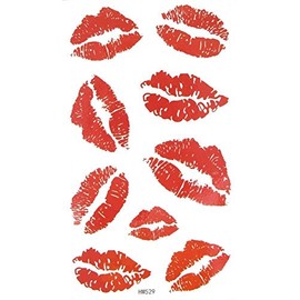 MapofBeauty Bright Watermelon Red Lip Prints Temporary Waterproof Tattoo Sticker(2 pcs/lot)