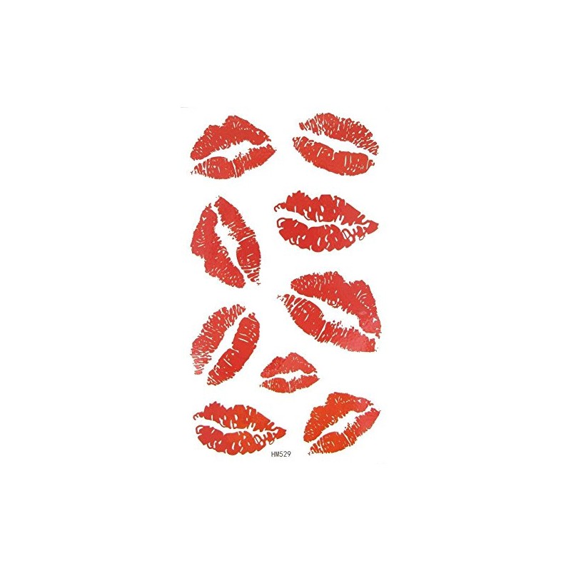 MapofBeauty Bright Watermelon Red Lip Prints Temporary Waterproof Tattoo Sticker(2