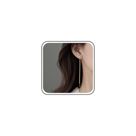 TseenYi Boho Pearl Stud Earrings Slim Chain Drop Dangle Earring Gold Ear Jacket Earrings Long Tassel Chain Earrings Bridal Wedding Pearl Earrings Jewellery for Women and Girls