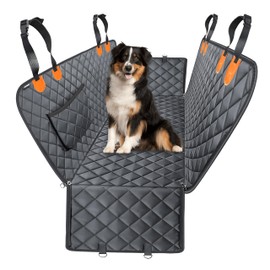 Dog Car Seat Cover, 600D Black Anti-Scratch and Easy to Clean, Universal Fit for Pet Owners, Fit for Cars, SUVs & Trucks, Pet Travel Seat Protector