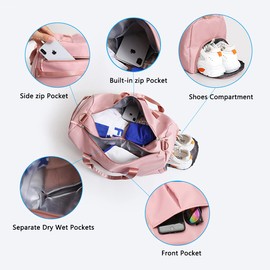 ZUEVI Sports Gym Duffel Bag for Men or Women Waterproof Weekender Travel Bag with Shoes Compartment Dry and Wet Separation for Training Swim Yoga(Grey)