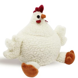 Sanlykate Fabric Decorative Door Stopper, 2.2LB Cute Interior Animal Doorstops, Anti Collision Heavy Duty Door Stoppers for Home, Book Stopper Weighted Floor Wall Protector, Chicken White