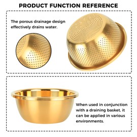 Snailhouse Colander with Mixing Bowl, 2QT 304 Stainless Steel Kitchen Rice Pasta Strainer for Washing Vegetables and Fruit, Gold