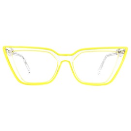 Zeelool Stylish Acetate Oversized Cat Eye Glasses for Women with Non-prescription Clear Lens Yosef WA609979-04 Yellow