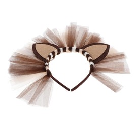 Gatuida Lion Mane Party Headdress Headband for Lightweight Brown Hoop with Gauze Design Non Slip Performance and Cosplay Accessory for Birthday and Costume Events