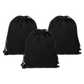 PATIKIL Reusable Drawstring Bags, 10x12.6 Inch 3 Pack Multipurpose Washable Cotton Dust Bags, Luggage Organizer, Travel Essentials Storage Pouch, Black