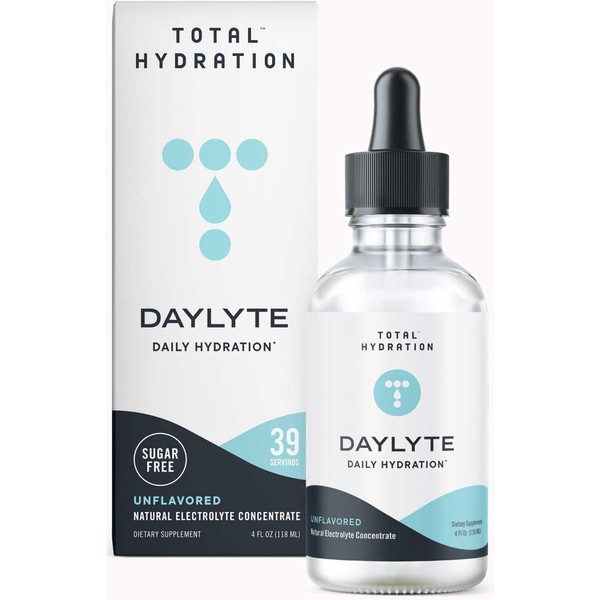 Daylyte Electrolyte Drops Hydration (Unflavored) Sugar Free Electrolyte Mineral Drops for Rehydrating and Refueling, Trace Mineral Drops Supplement with Magnesium, Calcium, Zinc and more (39 Servings)