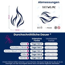 Tattwo.me 2 Week Waterproof Temporary Plant Tattoos - Flame of Memory - EU Compliance - Vegetable Ink - Tattoo Pad Size: 5 x 5cm (P0236)